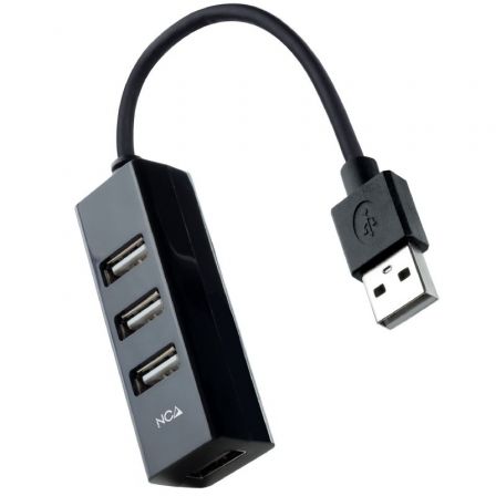 Nanocable Hub USB 2.0 con 4 Puertos USB-A, Negro, 15 cm